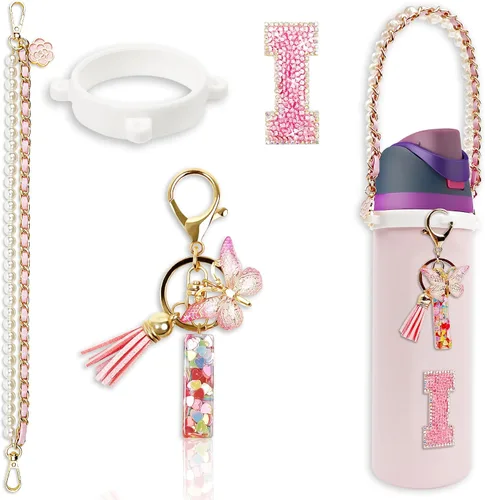 Vista 55 de Letter Handle Strap Accessories with Cute Initial Charm Compatible with Owala Water Bottle 24oz 32oz 40oz Owala Kids
