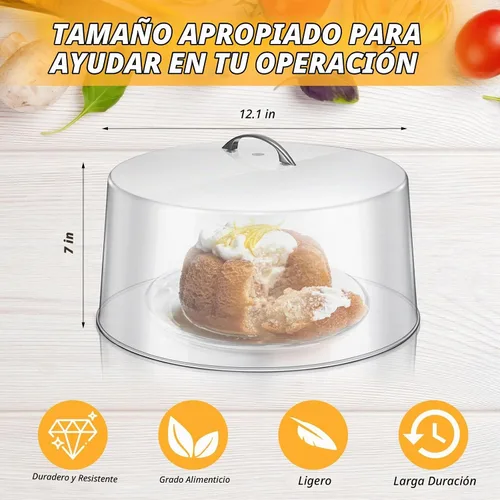 Vista 2 de Uiifan 2 cubiertas de plástico transparente para cúpula para tartas, cubierta redonda de acrílico de 12 pulgadas, cúpula de 7.5 pulgadas de alto