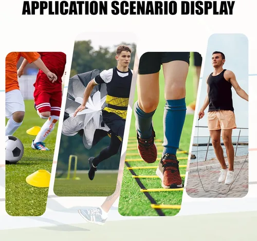 Vista 7 de Escalera de Agilidad, Conjunto de Equipo de Entrenamiento de Velocidad, Escalera de Velocidad de 20 Pies con Peldaños, Conos de Fútbol, Cuerda
