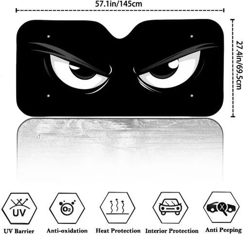 Vista 7 de SEANATIVE Parasol divertido para parabrisas de automóvil, protección contra rayos UV, protector de ventana delantera, diseño de ojos enojados
