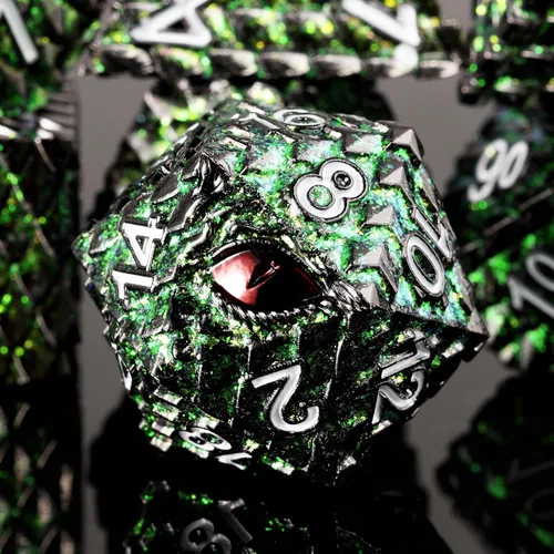 Vista 11 de 1 dado de metal D20 DND – Dados poliédricos gigantes metálicos de 20 caras, dados grandes de 1.378 in de ojo de dragón para juego de mesa