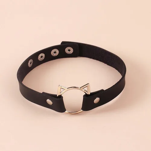 Vista 3 de TIDOO Gargantilla negra gótica, collar de cuero lindo, gargantilla de corazón sexy, gargantilla punk con púas para mujer