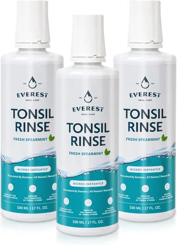 Vista 10 de Everest - Enjuague bucal con piedra amígdica, enjuague oral natural sin alcohol para el mal aliento y alivio de la boca seca, menta verde, 17 onzas