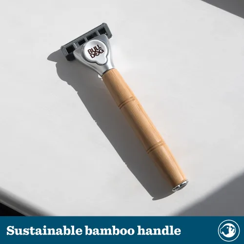Vista 6 de Bulldog Cuidado de la piel - Rasuradora de bambú sensible con mango suave y 2 repuestos de cuchillas