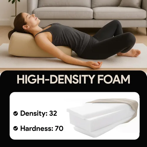 Vista 6 de Almohada rectangular de yoga para meditación, yoga y apoyo de espalda, cojín de meditación suave con funda de algodón extraíble para lavar a mano