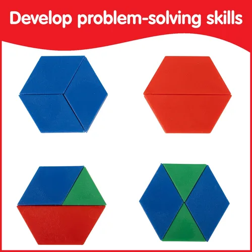 Vista 5 de Edx Education Pattern Blocks - Juego de 120 minitarras, bloques de patrón de plástico, clasificación de práctica, patrones, medición y fracciones