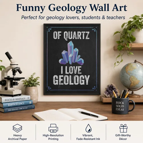 Vista 3 de Of Quartz I Love Geology - Impresión artística sin marco de 11 x 14 - Gran regalo divertido y decoración para geólogos, coleccionistas de rocas