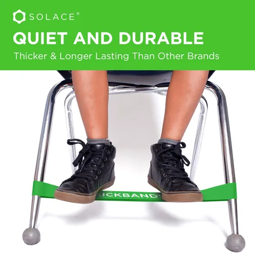 Vista 5 de KICK BANDS Bandas para sillas para niños con pies inquietos, paquete de 3 bandas para aliviar la ansiedad con TDAH para sillas y escritorios