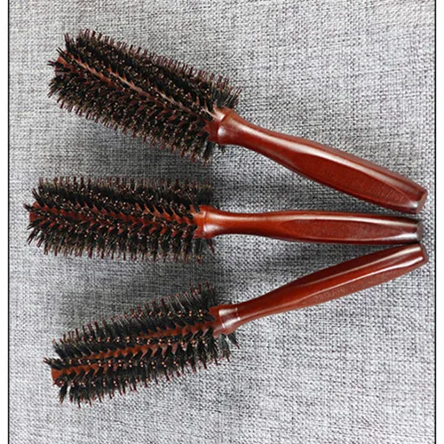 Vista 4 de 2 cepillos redondos para el cabello con cerdas de jabalí, cepillo de pelo rizado para secar, peine desenredante, peine de masaje, herramientas