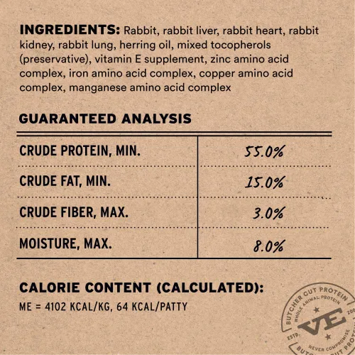 Vista 3 de Vital Essentials Alimento liofilizado para gatos, mini empanadas de conejo, bolsa de 15 onzas