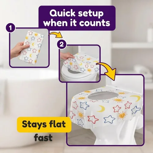 Vista 5 de Mighty Clean Baby Paquete de 22 fundas desechables para asiento de inodoro, tamaño XL, impermeables, para niños pequeños, niños y adultos, viajes