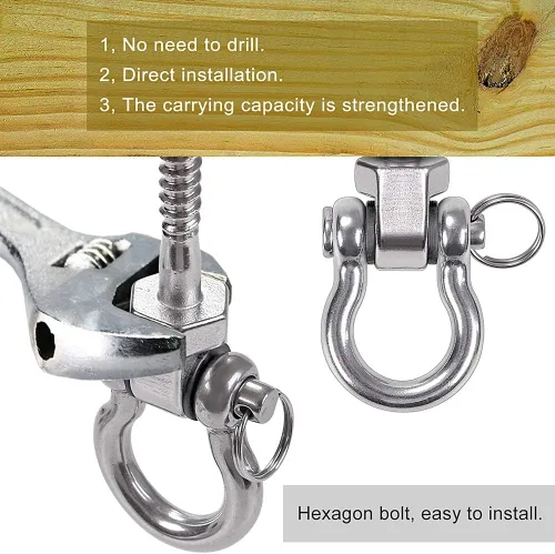 Vista 7 de BeneLabel Perchas de columpio resistentes, juego de 2 soportes de tornillo de acero inoxidable para sillas colgantes de interior y exterior