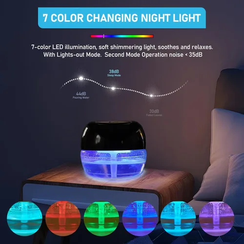 Vista 7 de Limpiador de Aire Lavador de Aire, Difusor de Aromas para Aire Fresco para el Hogar, Oficina, Purificador de Aire con Luz Nocturna (Negro)