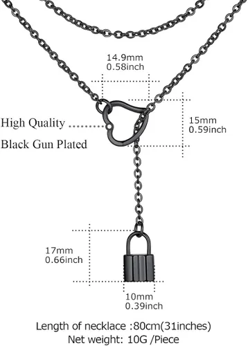 Vista 5 de FOCALOOK Lariat Y-Necklaces Long Necklaces for Women Long Black Necklaces Gold Necklaces for Women Drop Lock Necklaces for Women Front