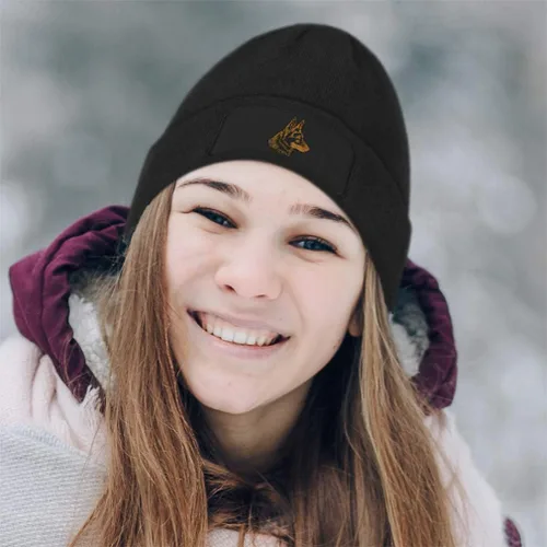 Vista 5 de Gorro de invierno con diseño de cabeza de pastor alemana, bordado dorado, para perros, talla 1