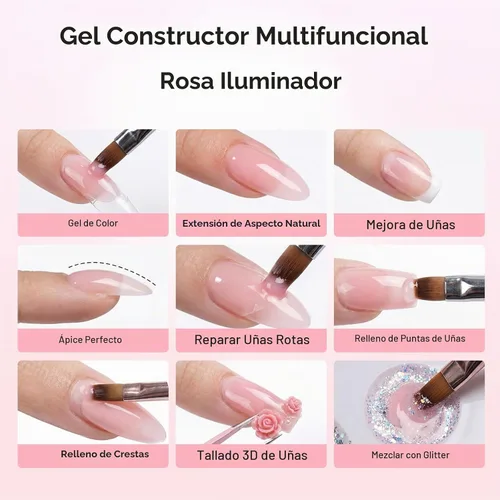Vista 4 de Makartt Gel Builder: Extensión de uñas rosa, larga duración, 1.06 oz Rosa 1.06oz