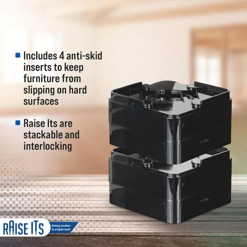 Vista 5 de Raise ITS Furniture Risers - Elevador de cama, color negro, 1 x 4 x 4 pulgadas (8 unidades)