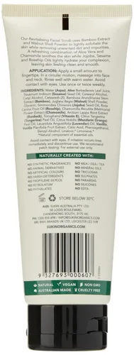 Vista 2 de Sukin Organics Exfoliante facial revitalizante, exfoliante facial hidratante a base de crema con extracto de bambú y exfoliante de cáscara de nuez