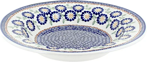 Vista 12 de Cerámica polaca de rosa azul – Plato de sopa azul violeta – 9.25 pulgadas de diámetro – Gran cuenco para sopas, ensaladas y pastas
