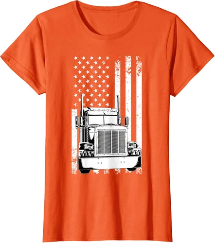 Vista 38 de Camión conductor bandera americana camionero vintage hombres mujeres regalo camiseta