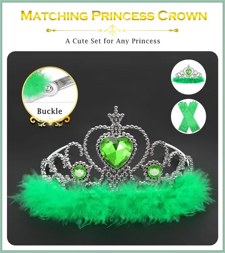 Vista 6 de BIBUTY Accesorios de vestir de princesa, guantes de princesa, juego de 7 piezas para niñas pequeñas