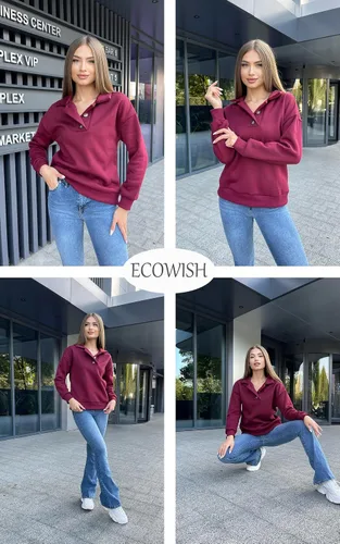 Vista 5 de ECOWISH Sudaderas con botones de un cuarto para mujer sudaderas casuales de otoño para adolescentes y niñas, ropa de invierno 2023