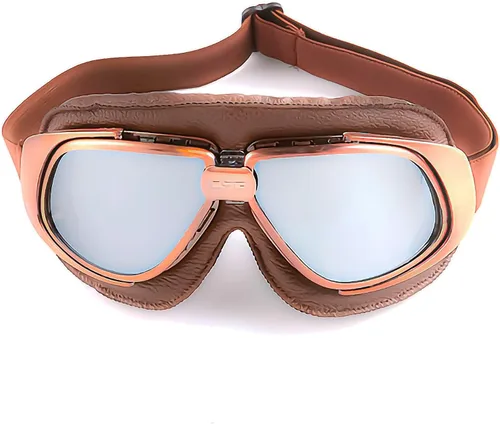 Vista 25 de Anteojos de seguridad para motociclismo, motonetas, medio casco clásico para Vespa, estilo aviador, plegable con lentes transparentes T008 Marco