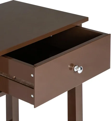 Vista 5 de Mesa decorativa de madera para sala de estar, mesa auxiliar de granja con cajón, mesa auxiliar rústica con estante de almacenamiento para espacios