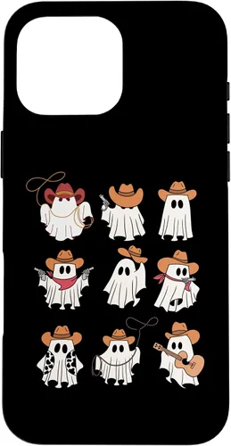 Vista 19 de Carcasa espeluznante divertida para iPhone 16 Boo Haw Western Cowboy Ghost Cowgirl