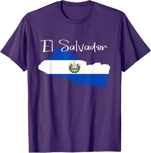 Vista 64 de Camiseta con la bandera de El Salvador, mapa de El Salvador, camiseta de Salvador para mujer