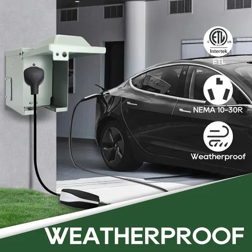 Vista 2 de Caja de toma de corriente de 30 amperios, receptáculo NEMA 10-30R de 125/250 voltios, resistente a la intemperie, panel eléctrico para exteriores