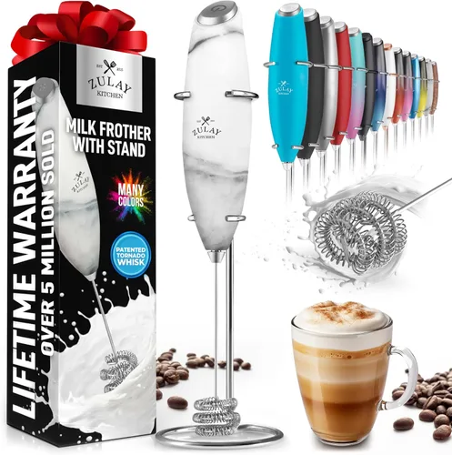 Vista 373 de Zulay Milk Boss Espumador de leche potente manual, hace espuma para latte, batidor para mezclar bebidas, café, miniespumador para capuchino, frappé
