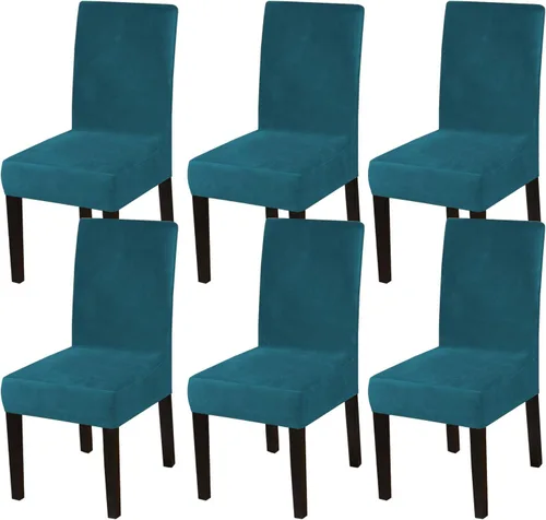 Vista 48 de Turquoize - Juego de 2 fundas elásticas para sillas de comedor, fundas lavables removibles para sillas de comedor, fundas de asiento para sillas