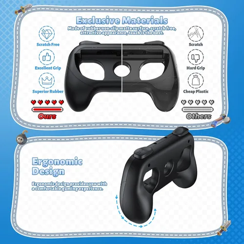 Vista 4 de [Switch 1/2 Compatible] FASTSNAIL Grips for Nintendo Switch 2(2025)/1&OLED for Joy-Con 2, Wear-Resistant & Anti-Slip Controller Grips Handle Kit