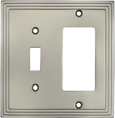 Vista 2 de Cosmas 25077-SN Níquel satinado Single Toggle/GFI Decora Rocker Combo Interruptor de pared Placa de interruptor de pared Cubierta