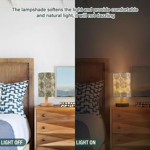 Vista 5 de Retro Old Books Pattern Stars Green Leaves Kids Table Lamp Night Lights for Adults for Farm Table Lamps for Kids Unique juego de lamparas de mesa