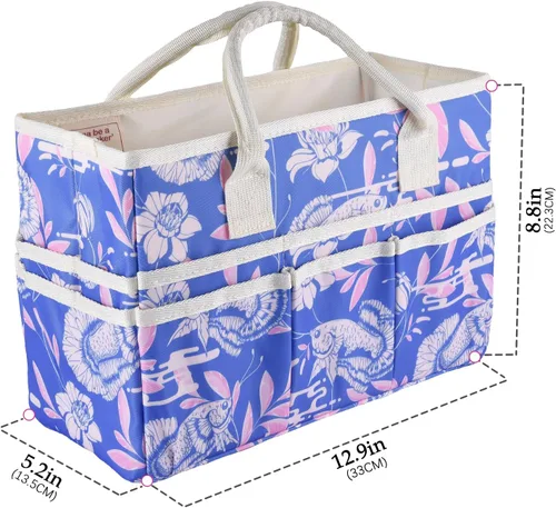 Vista 3 de Bolsa de mano organizadora de manualidades con múltiples bolsillos, gran caddy de almacenamiento de arte con asas para arte, manualidades, costura
