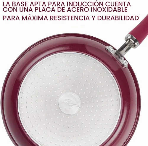 Vista 3 de Rachael Ray Create Delicious - Juego de ollas y sartenes antiadherentes, 13 piezas, color burdeos brillante borgoña (burgundy shimmer)