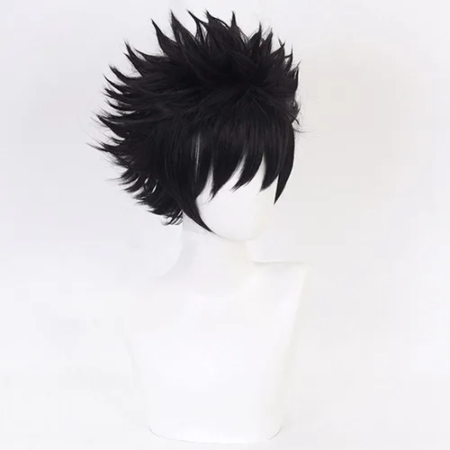 Vista 5 de Lwiuentx MHA Cosplay Dabi peluca corta negra+gorra de peluca gratis
