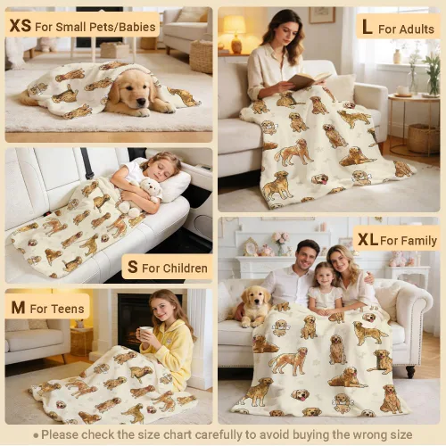 Vista 6 de Manta de Golden Retriever - Manta de franela suave y forro polar para perros para amantes de mascotas, mujeres, niños, niñas - 40" x 30