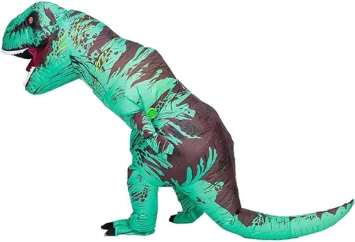 Vista 2 de Disfraz inflable de tiranosaurio para adultos, disfraz de dinosaurio de fantasía, disfraz de estegosaurio, disfraz para Halloween o cosplay