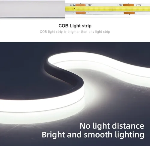 Vista 6 de Tira de luces LED de neón 5V USB, luces de cuerda regulables blancas, tira de luz LED COB de neón de 6.56 pies, señal de neón impermeable flexible