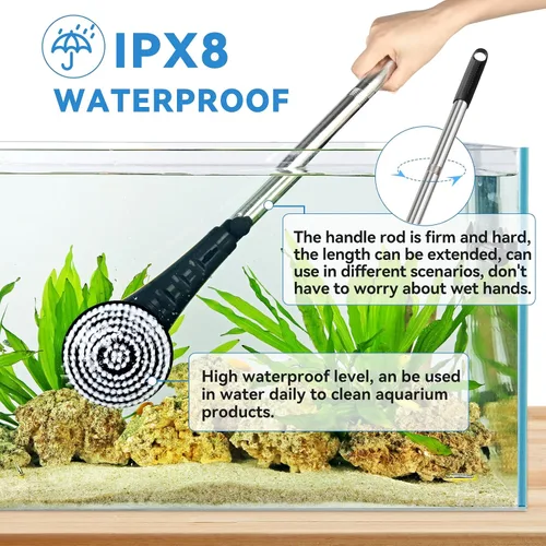 Vista 4 de hygger IPX8 - Cepillos eléctricos de limpieza de acuarios, kit de herramientas de limpieza recargables con 6 cabezales de cepillo de giro