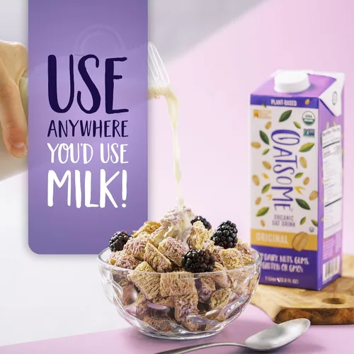 Vista 4 de Oatsome Leche de avena orgánica, caja de 1 litro, regular, 33.8 onzas líquidas (paquete de 1)