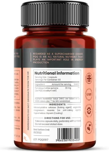 Vista 8 de Triple Strength PQQ (pirroloquinolina quinona) - Masivo 30mg x 60 cápsulas vegetarianas - 300% más fuerte que la mayoría de nuestros competidores