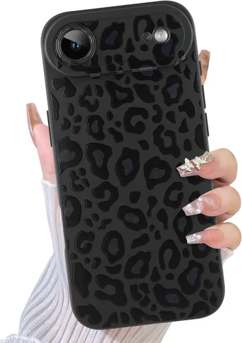 Vista 86 de TEAUGHT Compatible con iPhone 11 Funda con patrón lindo estampado de leopardo negro guepardo + protector de pantalla a prueba de golpes, funda