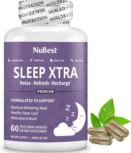 Vista 7 de NuBest Sleep Xtra Apoya un sueño saludable para adultos Vitamina B6, melatonina, ashwagandha, manzanilla, valeriana y más – No forma hábito 60