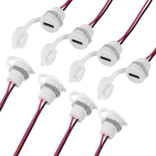 Vista 29 de 8 piezas de placa desnuda tipo C Chasis hembra impermeable 2P cable de soldadura tipo USB C Cable de extensión Cable de alimentación USB-C enchufe a