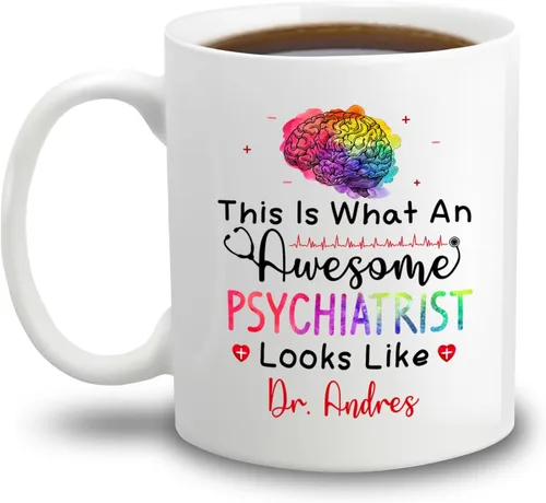 Vista 27 de Taza de café personalizada para psiquiatra jubilada, regalo para el abuelo y la abuela, "A Truly Great Psychiatist Is Hard To Find Difficult To Part