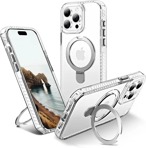 Vista 17 de UMIONE - Funda con diseño de anillo magnético giratorio de 360° para iPhone 11, soporte de bucle invisible integrado, compatible con Magsafe, funda